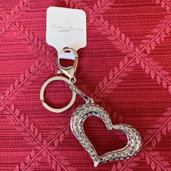 Iridescent rhinestone heart keychain valentines - Picture 3 of 3